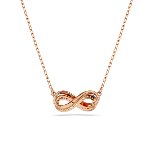 Pingente Swarovski Hyperbola Pavé Infinity Branco Lacado a rosa dourado