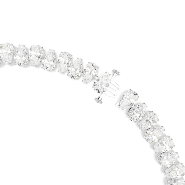 Colar Swarovski Matrix Lapidação pera Branco Lacado a ródio
