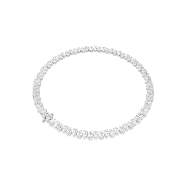 Colar Swarovski Matrix Lapidação pera Branco Lacado a ródio