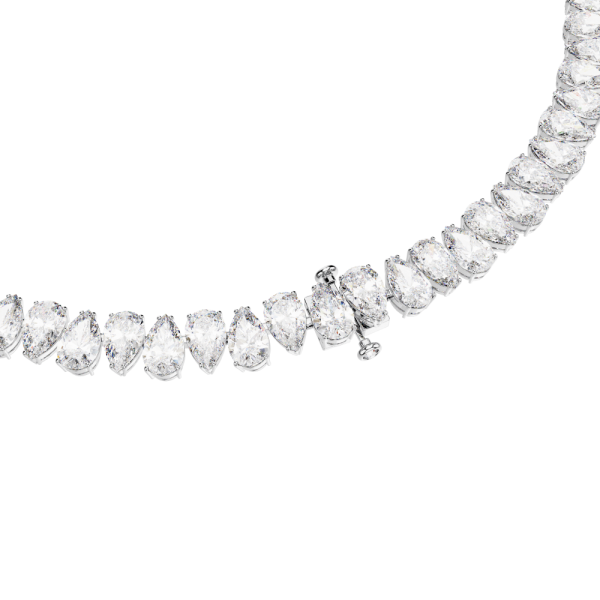 Colar Swarovski Matrix Lapidação pera Branco Lacado a ródio