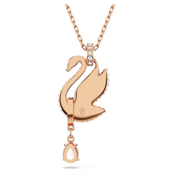 Pingente Swarovski Swan Cisne Preto Lacado a rosa dourado