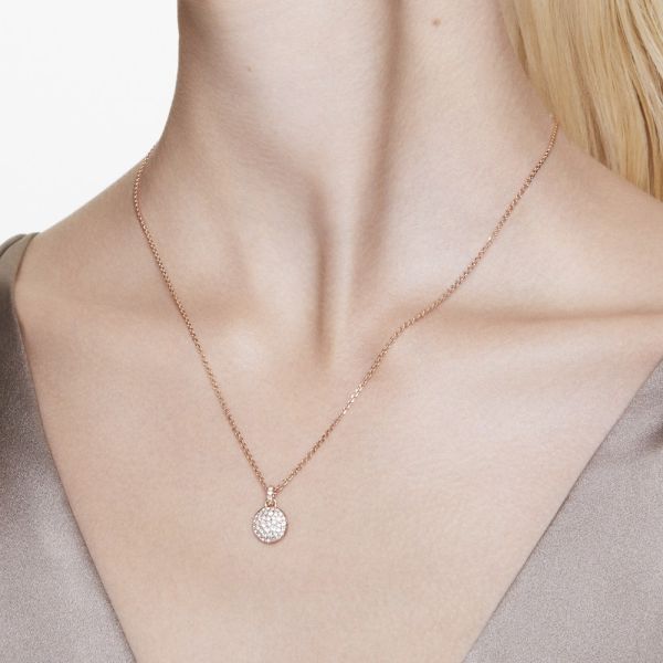 Pingente Swarovski Meteora Branco Lacado a rosa dourado