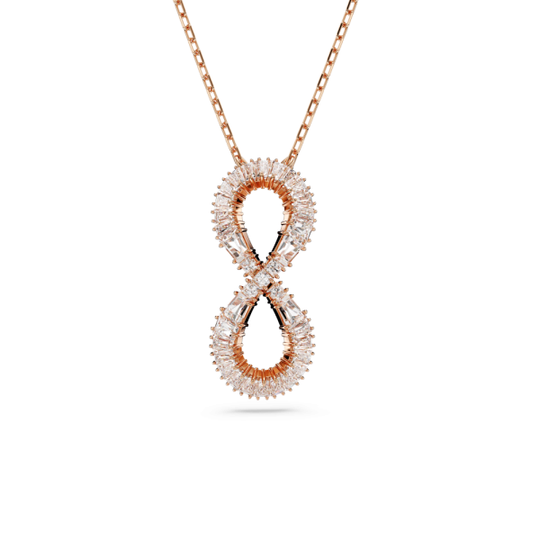 Pingente Swarovski Hyperbola Infinity Branco Lacado a rosa dourado