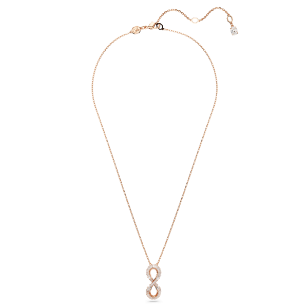 Pingente Swarovski Hyperbola Infinity Branco Lacado a rosa dourado