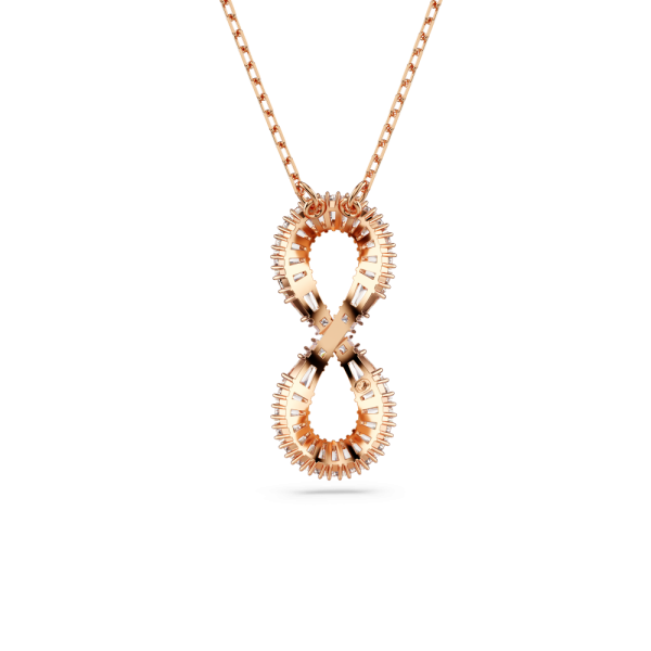 Pingente Swarovski Hyperbola Infinity Branco Lacado a rosa dourado