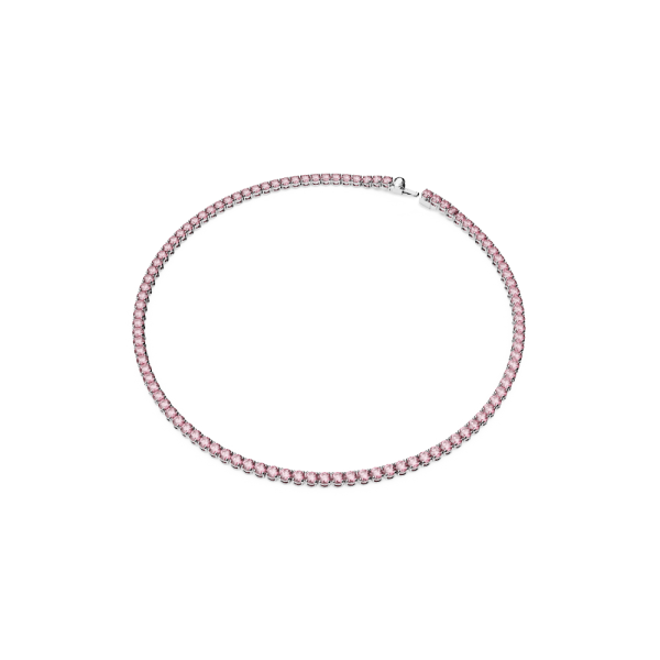 Colar Swarovski Matrix Tennis Lapidação redonda Rosa Lacado a ródio