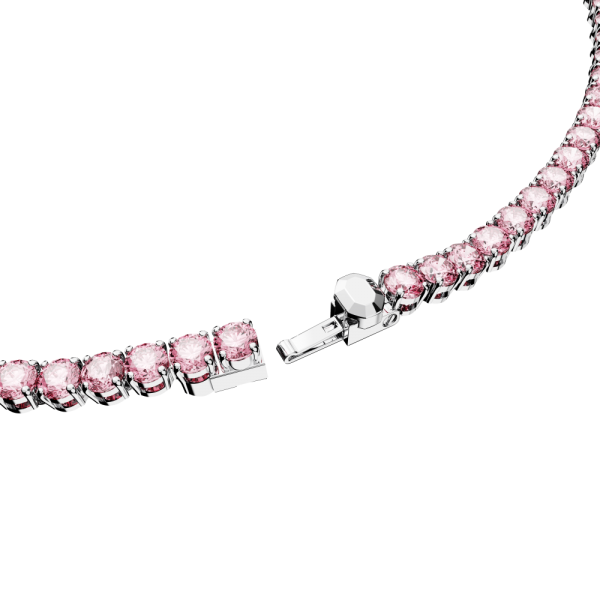 Colar Swarovski Matrix Tennis Lapidação redonda Rosa Lacado a ródio