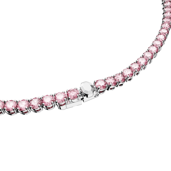 Colar Swarovski Matrix Tennis Lapidação redonda Rosa Lacado a ródio