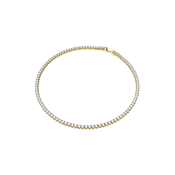 Colar Swarovski Matrix Tennis Lapidação redonda Branco Lacado a dourado