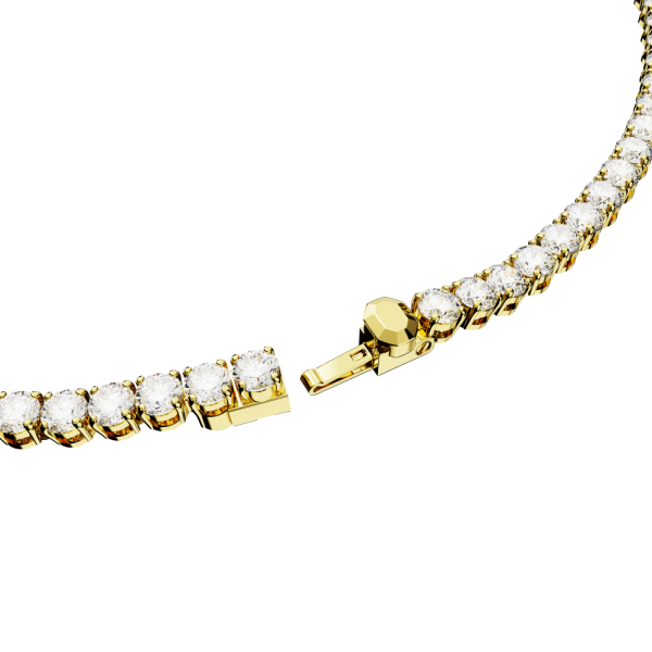 Colar Swarovski Matrix Tennis Lapidação redonda Branco Lacado a dourado