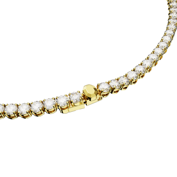 Colar Swarovski Matrix Tennis Lapidação redonda Branco Lacado a dourado