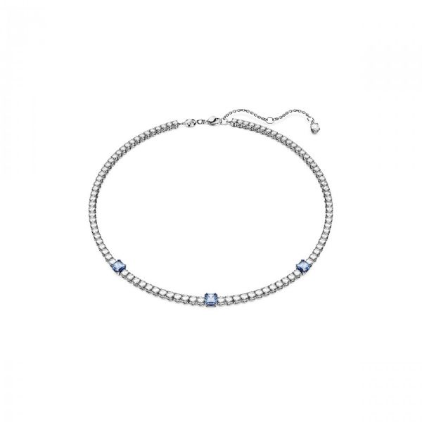 Colar Swarovski Matrix Tennis Combinação de lapidações Azul Lacado a ródio