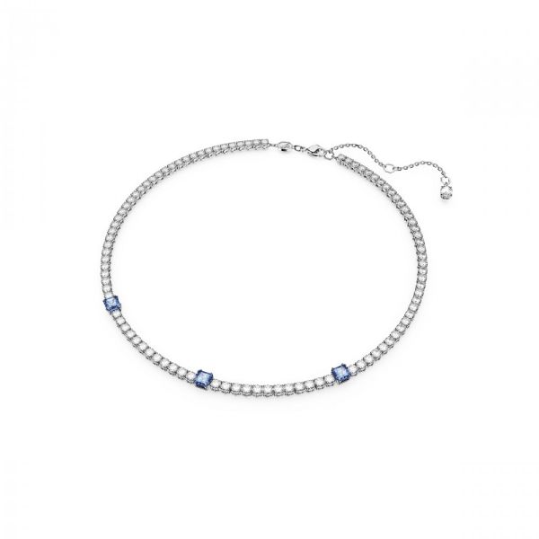 Colar Swarovski Matrix Tennis Combinação de lapidações Azul Lacado a ródio