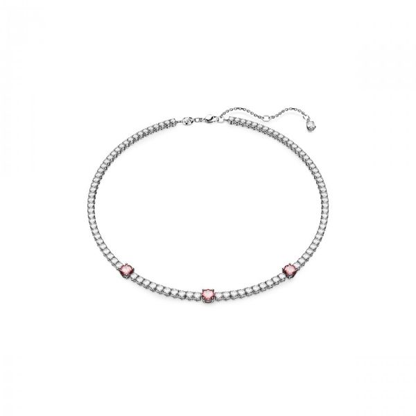 Colar Swarovski Matrix Tennis Combinação de lapidações Rosa Lacado a ródio