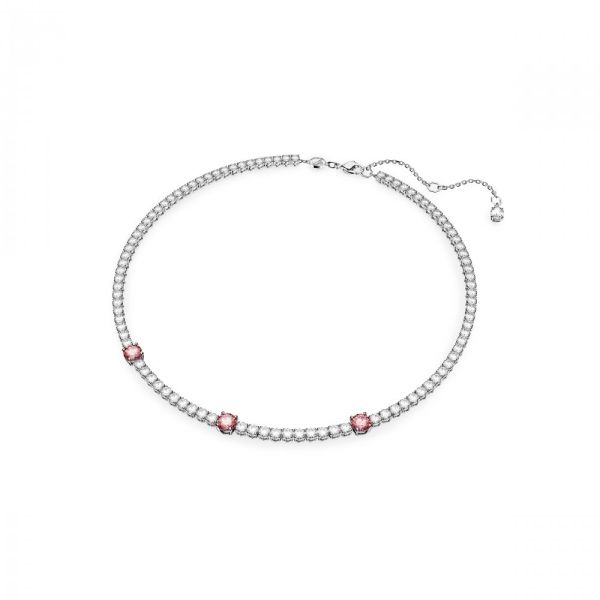 Colar Swarovski Matrix Tennis Combinação de lapidações Rosa Lacado a ródio