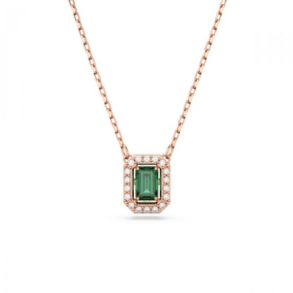 Colar Swarovski Millenia Lapidação octogonal Verde Lacado a rosa dourado