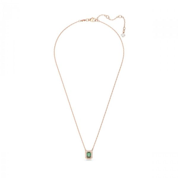 Colar Swarovski Millenia Lapidação octogonal Verde Lacado a rosa dourado