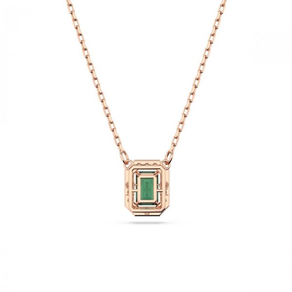 Colar Swarovski Millenia Lapidação octogonal Verde Lacado a rosa dourado