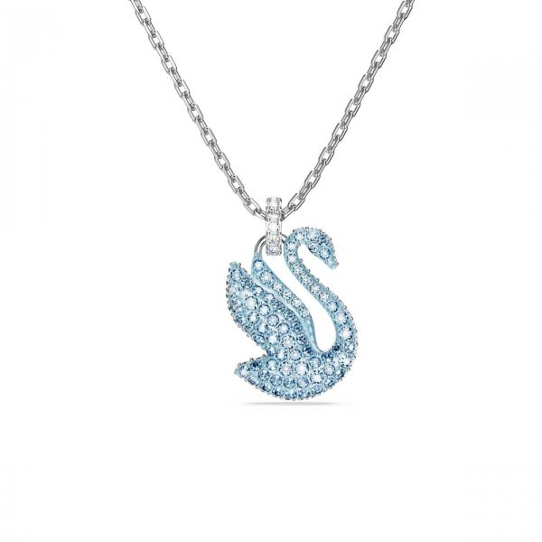 Pingente Swarovski Iconic Swan Cisne Médio Azul Lacado a ródio