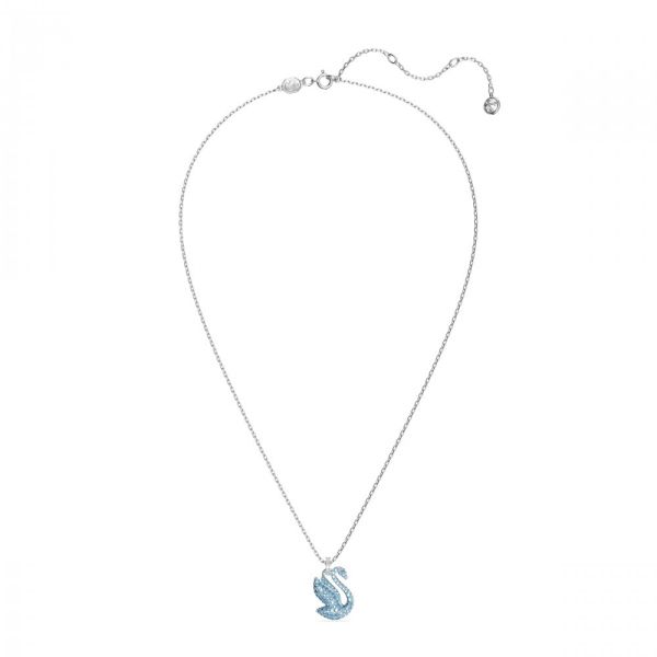 Pingente Swarovski Iconic Swan Cisne Médio Azul Lacado a ródio