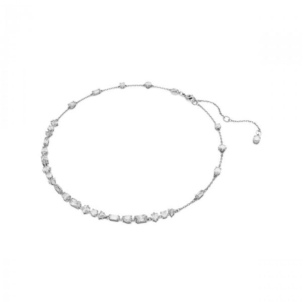 Colar Swarovski Mesmera Combinação de lapidações Design disperso Branco Lacado a ródio