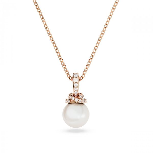 Pingente Swarovski Originally Branco Lacado a rosa dourado