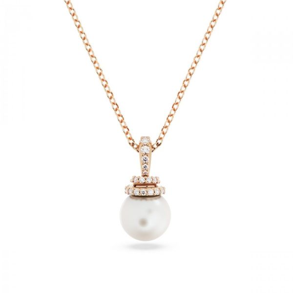 Pingente Swarovski Originally Branco Lacado a rosa dourado