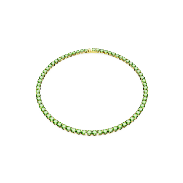 Colar Swarovski Matrix Tennis Lapidação redonda Médio Verde Lacado a dourado