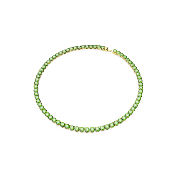 Colar Swarovski Matrix Tennis Lapidação redonda Médio Verde Lacado a dourado