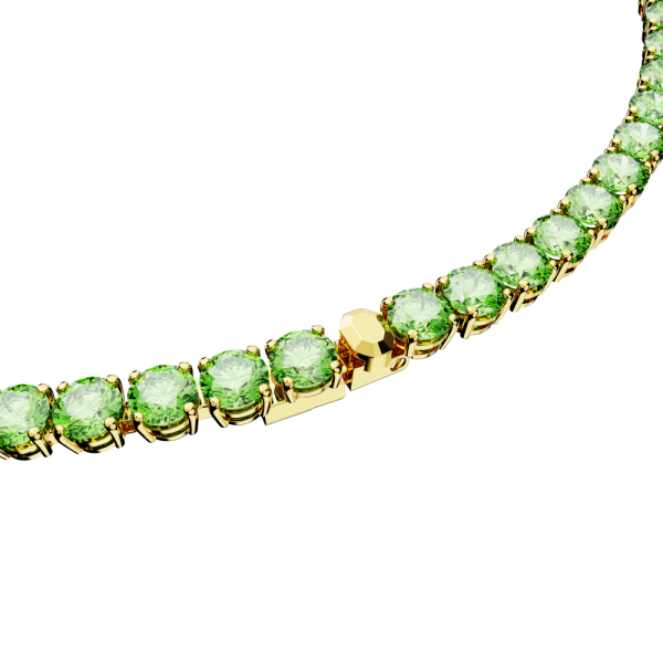 Colar Swarovski Matrix Tennis Lapidação redonda Médio Verde Lacado a dourado