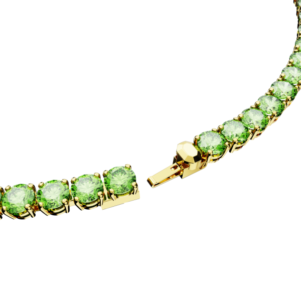 Colar Swarovski Matrix Tennis Lapidação redonda Médio Verde Lacado a dourado