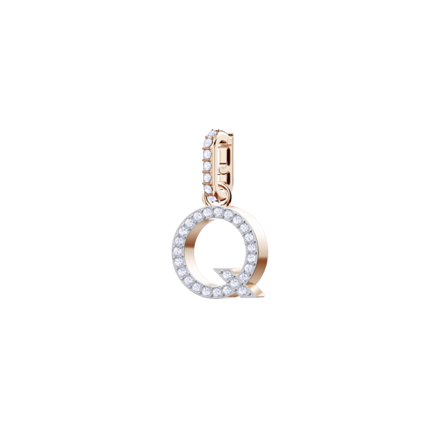 Charm Swarovski Remix Collection Q Letra Branco Lacado a rosa dourado