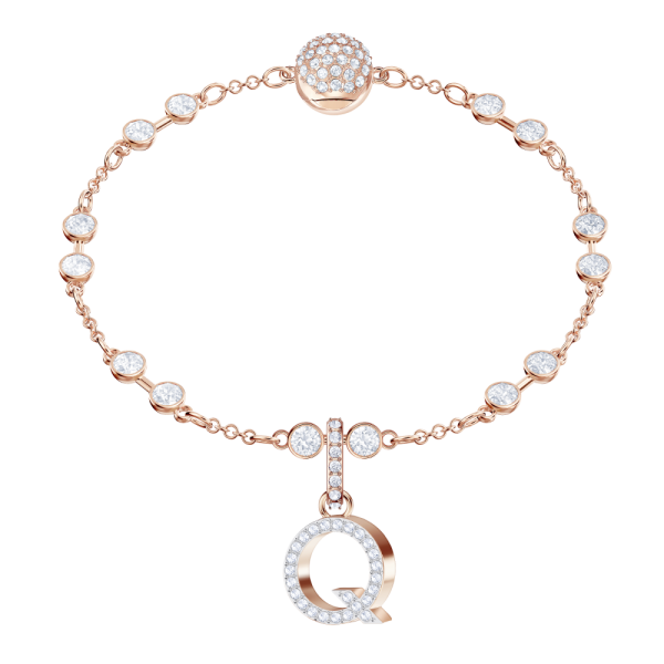 Charm Swarovski Remix Collection Q Letra Branco Lacado a rosa dourado