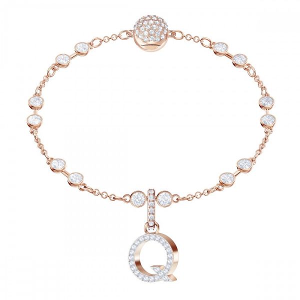 Charm Swarovski Remix Collection Q Letra Branco Lacado a rosa dourado