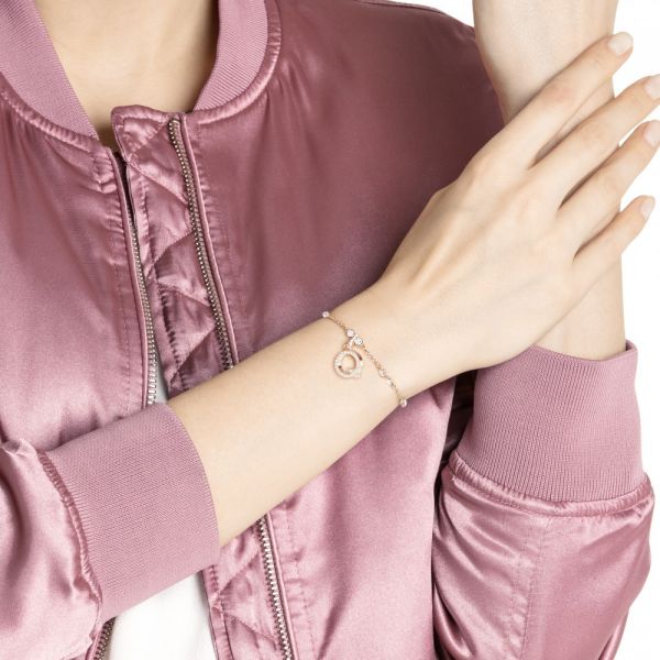 Charm Swarovski Remix Collection Q Letra Branco Lacado a rosa dourado