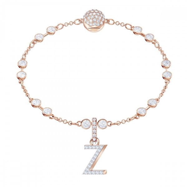 Charm Swarovski Remix Collection Z Branco Lacado a rosa dourado