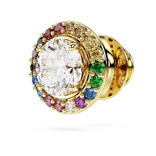 Alfinete Swarovski de lapela Matrix Lapidação redonda Lacado a dourado