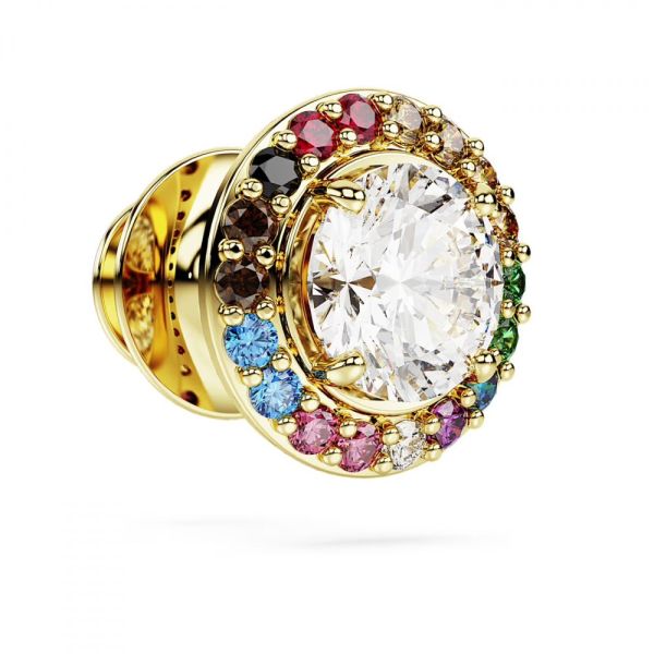Alfinete Swarovski de lapela Matrix Lapidação redonda Lacado a dourado