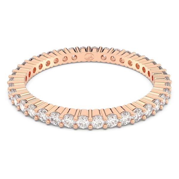 Anel Swarovski Vittore Lapidação redonda Branco Acabamento em rosa dourado 55