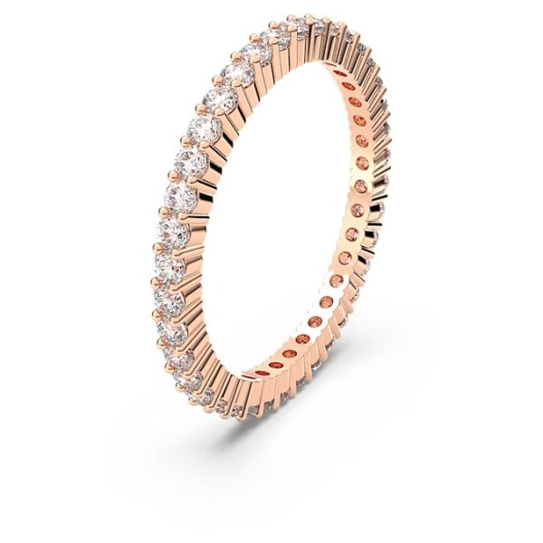 Anel Swarovski Vittore Lapidação redonda Branco Acabamento em rosa dourado 55
