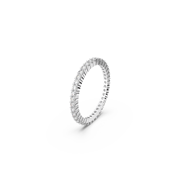 Anel Swarovski Vittore Lapidação redonda Branco Acabamento em Prateado