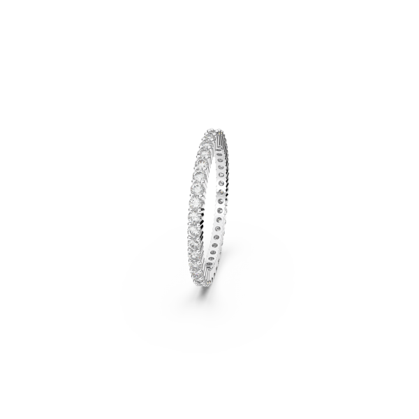 Anel Swarovski Vittore Lapidação redonda Branco Acabamento em Prateado