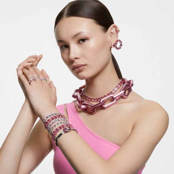Anel Swarovski Vittore Lapidação redonda Branco Acabamento em Prateado