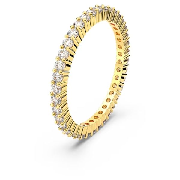 Anel Swarovski Vittore Lapidação redonda Branco Acabamento em dourado 60