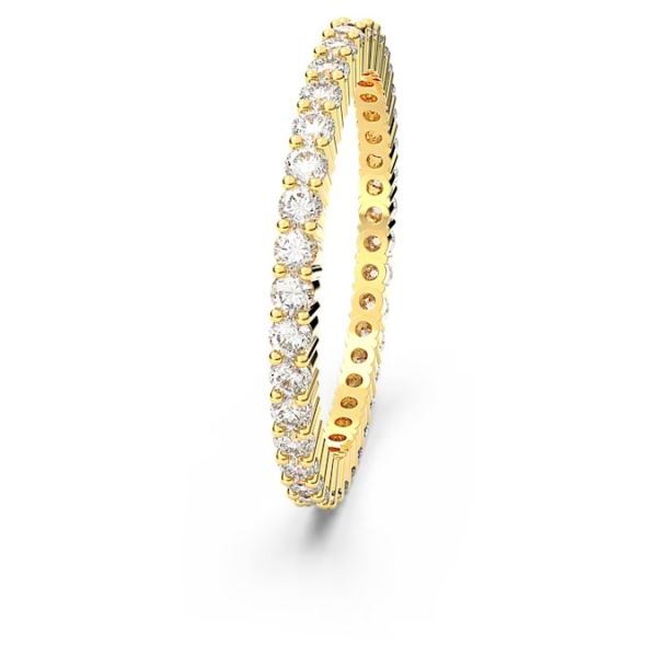 Anel Swarovski Vittore Lapidação redonda Branco Acabamento em dourado 60