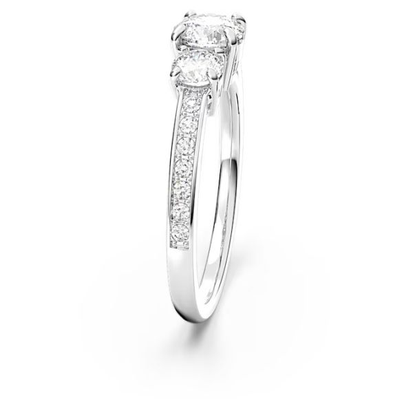 Anel Swarovski Attract Trilogy Lapidação redonda Branco Acabamento em prata 55