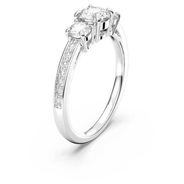 Anel Swarovski Attract Trilogy Lapidação redonda Branco Acabamento em prata 55