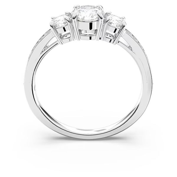 Anel Swarovski Attract Trilogy Lapidação redonda Branco Acabamento em prata 55