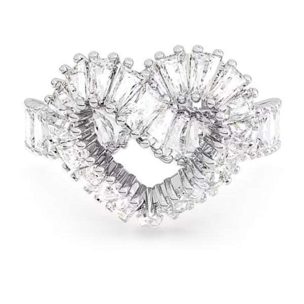 Anel Swarovski cocktail Matrix Combinação de lapidações Coração Branco Lacado a ródio 60