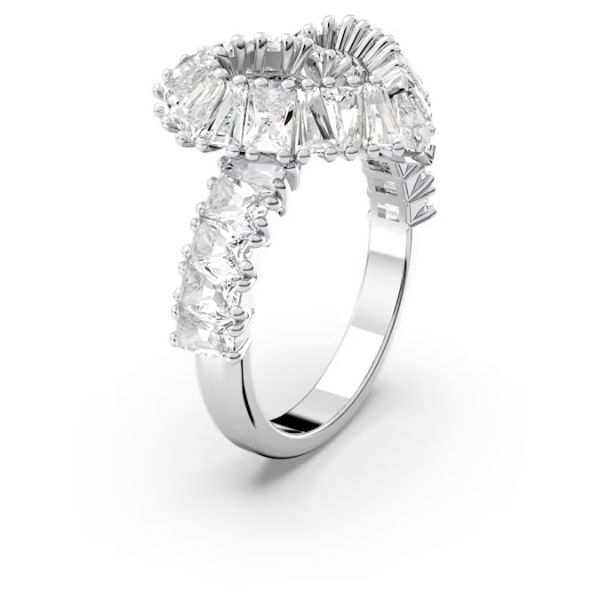 Anel Swarovski cocktail Matrix Combinação de lapidações Coração Branco Lacado a ródio 60